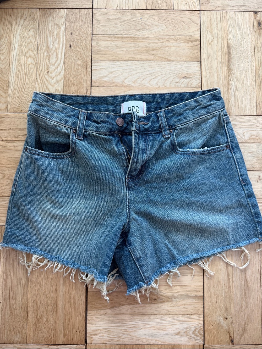 BDG Distressed Medium Blue Denim Cutoff Shorts